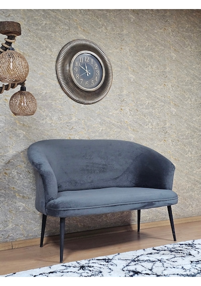 Zafir İkili Teddy Siyah Boyalı Sivriltme Ayak Çay Seti Koltuk İkili Berjer , Balkon, Salon, Ofis Füme