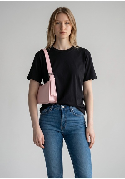 Kadın Pembe Minimalist Baget Omuz Çantası
