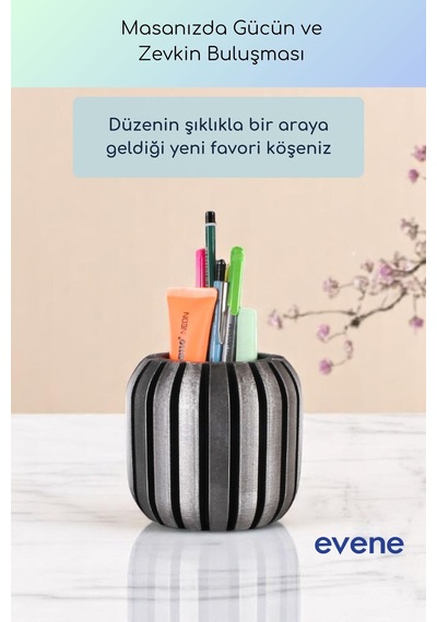 Kalemlik Masa Kalemliği Organizer Kalemlik Gümüş Eskitme Renk Model 79 Çok Renkli