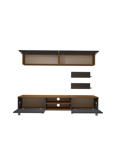Decoraktiv Eko 5 Mdf Dvd Krom Ayaklı Tv Ünitesi Tv Sehpası Ceviz - Antrasit