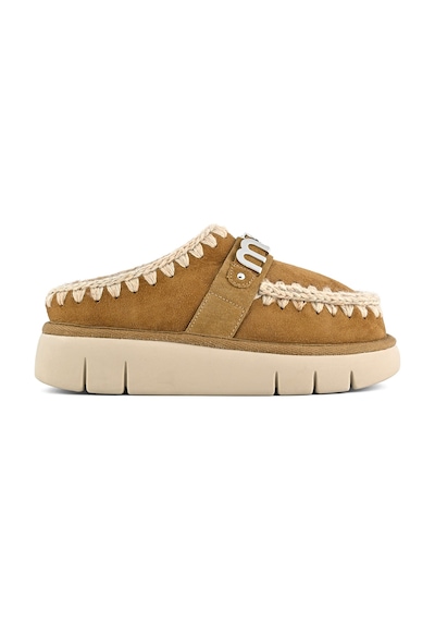 Terlik/ Panduf Ev Kadın Mu.fw531001a Cog Mou Bounce Clog Metal Logo Cognac Cognac Camel