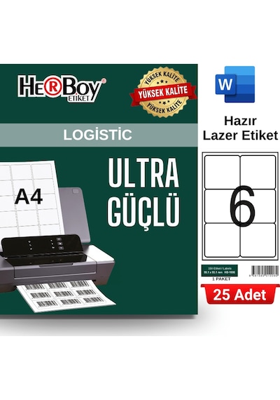 Herboy Hb-1006 99,1 X 93,1 Mm A4 Laser Etiket 25 Adet