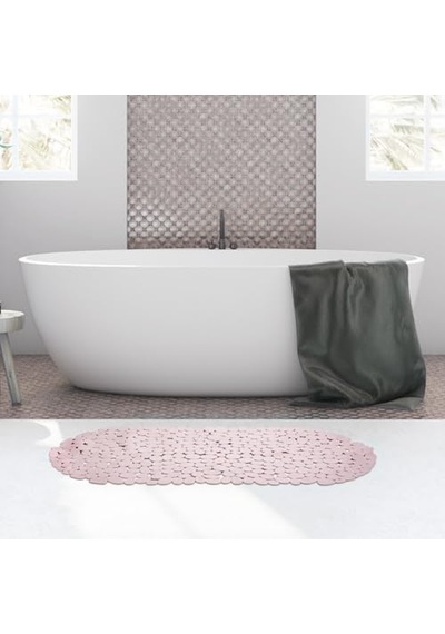 Slikon Yumuşak Taban Banyo Paspası 34x68 Cm Kaymaz Ve Rahat Açık Gri