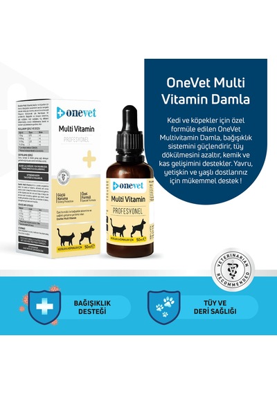 Onevet Multi Vitamin Kedi Ve Köpekler İçin Gelişim Ve Damla 50 Ml