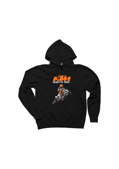 KTM Ready To Race Moto Siyah Fermuarlı Kapşonlu Sweatshirt Siyah