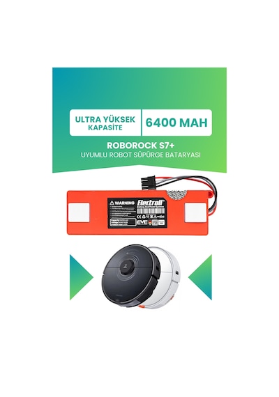 Roborock S7+ Uyumlu Batarya 6400mah Kutulu Robot Süpürge Pil Değişimi
