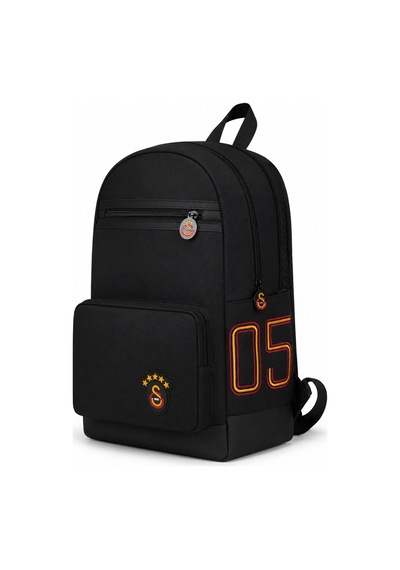 Galatasaray Lisanslı Siyah Suni Deri Detaylı Sırt Çantası - Laptop Bölmeli Okul Ve Günlük Sırt Çantası