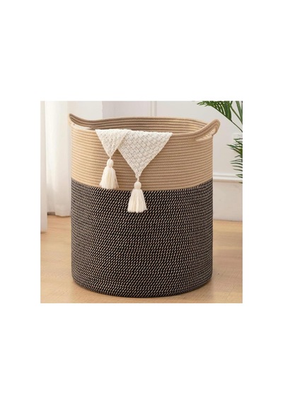 Jüt Hasır Sepet, Düzenleyici Sepet, Hasır Dokuma Sepet 40cm X 35cm Jütsiyah Hasır Jütsiyah Hasır