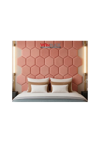 Winflex 40x50cm Altıgen Kumaş Kaplı Akustik Panel 1 Adet Somon