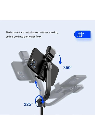 C01 Çok Amaçlı Selfie Çubuğu Masa Üstü Tripod Kumandalı Selfie 360 Derece Dönebilir 107 Cm