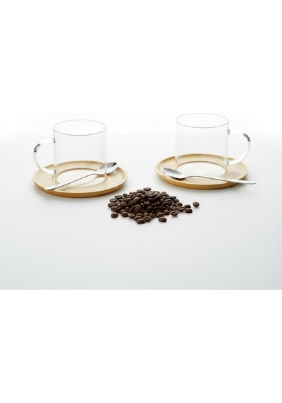 Bambu Tabaklı 2'li Cam Fincan Seti 150 Ml - Yuvarlak/kare Seçenekli Borosilikat Bitki Çayı Ve Double Kahve Fincanı Genel