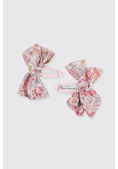 Panço Liberty Kumaş Çiçek Desenli Kız Çocuk Toka Pembe