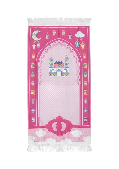 Baskılı Pembe Kız Çocuk Namaz Seccadesi
