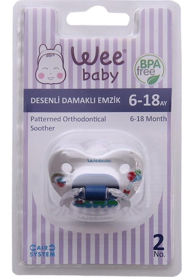 Wee Baby Desenli Damaklı Emzik 6-18 Ay No 2 -834 Mavi