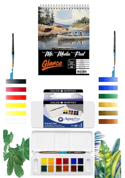 A5 200 Gr Spr Mix Media Pad 20 Yp+a5 120 Gr 50 Yp Aquafine Sulu Boya Seti 12'li Sanat Seti Diğer