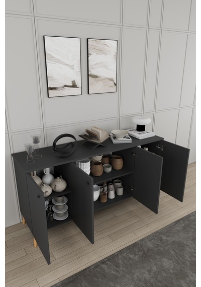 Lüks Yemek Odası Takımı 3 Parça %100 Mdf Konsol Yemek Masası Tv Ünitesi Yt03 Antrasit Lüks Yemek Odası Takımı 3 Parça %100 Mdf Konsol Yemek Masası Tv Ünitesi Yt03 Antrasit