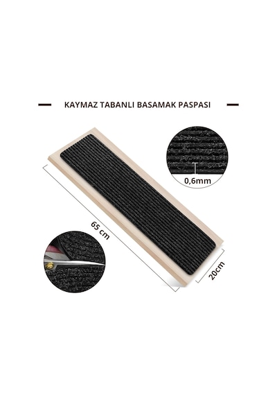 Stepmat Kaymaz Tabanlı Ve Yıkanabilir Merdiven Basamak Halısı (524843292)