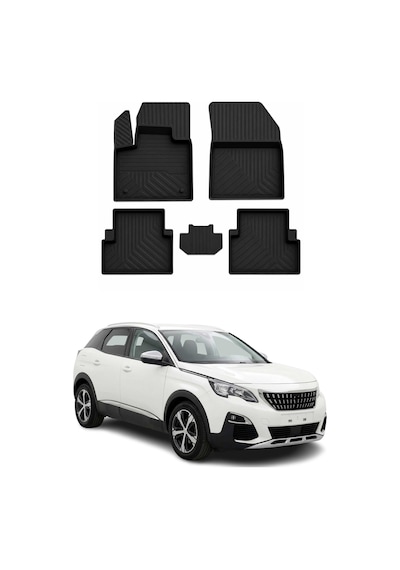Peugeot 3008 Access 2016-2024 Uyumlu 4d Havuzlu Paspas Kauçuk Siyah 5 Parça
