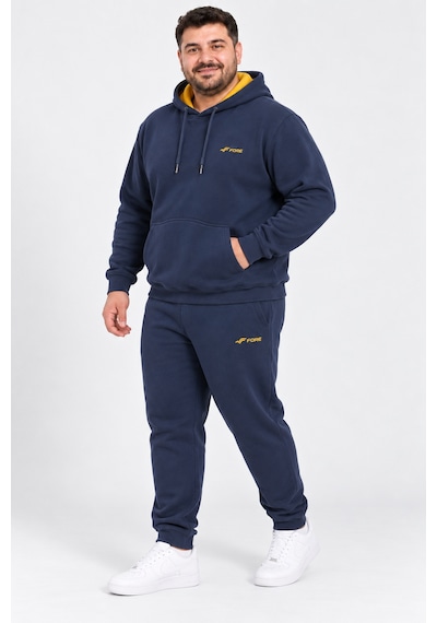 Fore Sport Erkek Kapüşonlu 3 İplik Şardonlu Battal Boy Eşofman Takımı Lacivert-sarı Fore Sport Erkek Kapüşonlu 3 İplik Şardonlu Battal Boy Eşofman Takımı Lacivert-sarı