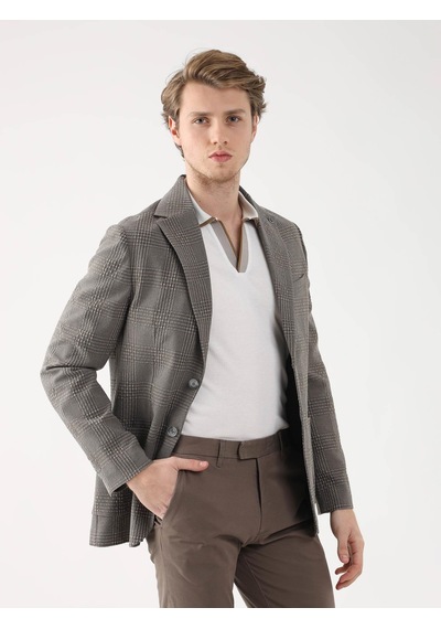 Dufy Kahve Erkek Slim Fit Mono Yaka Ceket - 95400 Kahverengi