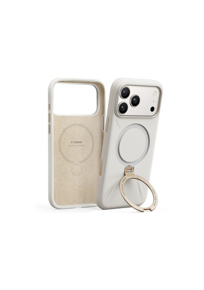 Torras Apple iPhone 17 Pro / 18 Pro Uyumlu O Stand Spin Silicone Serisi Magsafe Kılıf Beyaz