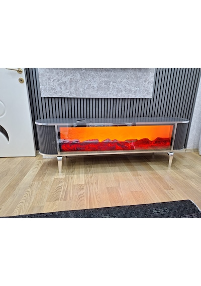 Bluetoothlu Şömineli Tv Ünitesi170x55x38 Açık Ceviz Bluetoothlu Şömineli Tv Ünitesi170x55x38 Açık Ceviz