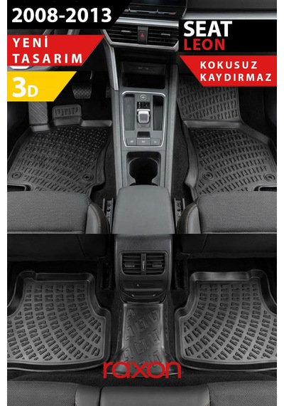 Seat Leon 2008-2013 3d Havuzlu Paspas Tam Uyumlu Su Geçirmez, Kaymaz
