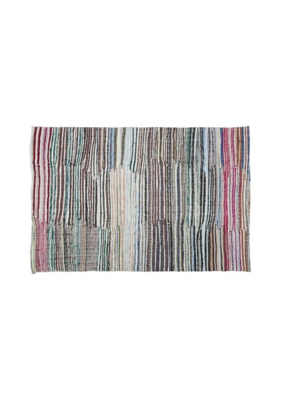 El Dokuması Vintage Yün-pamuk Çizgili Çaput Halı 32539 193 X 300 Cm Çok Renkli