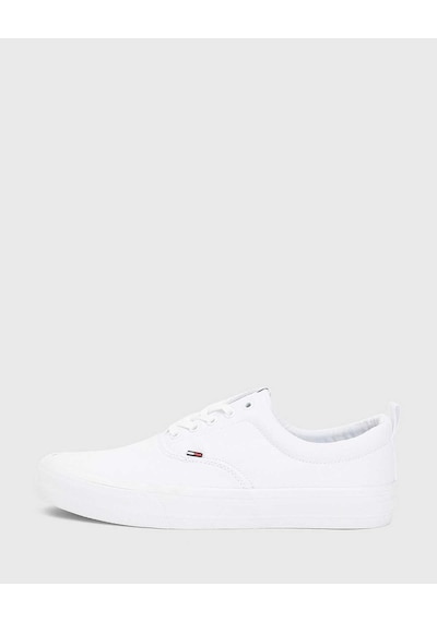 White Erkek Tommy Hilfiger Klasik Erkek Vulcanized Sneaker EM0EM0 Beyaz