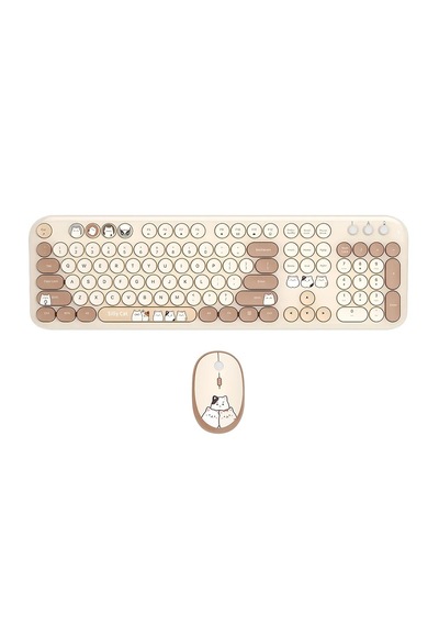 Mofıı Silly Cat Kablosuz Klavye Mouse Seti 2.4g Sevimli Kedi Tasarımlı 104 Tuş Set Optik