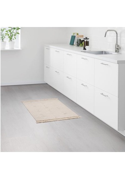 Açık Bej Renk Banyo Halısı-Paspası 55x85 Cm-Mini Halı-İnce Kilim-Pamuk Bej