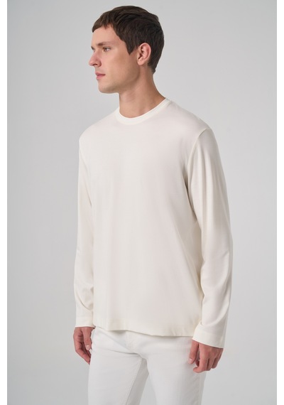 Morven Erkek Ekru Trend Bisiklet Yaka Rayon Sweatshirt 26ks063005454 Ekru