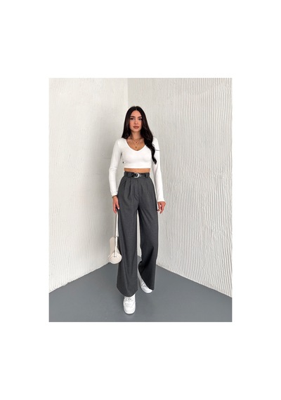 Winmoda34 Kadın Kemer Detaylı Bol Paça Geniş Kesim Baggy Kumaş Pantolon Çift Köprülü Lima Kumaş Füme1 Winmoda34 Kadın Kemer Detaylı Bol Paça Geniş Kesim Baggy Kumaş Pantolon Çift Köprülü Lima Kumaş Füme1