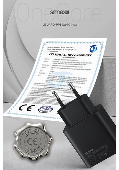 Simex 25w Süper Hızlı Şarj Adaptörü Type-c Samsung Galaxy Uyumlu Ce Belgeli Sps-17