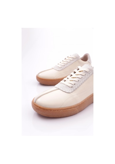 Dgn 34610 Kadın Bağcikli Sneaker Ayakkabi Kırık Beyaz Süet