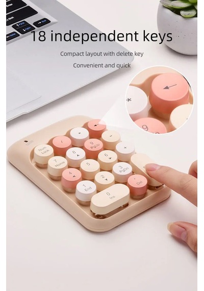 Renkli Daktilo Tarzı Vintage Kablosuz Wıreless Numeric Keypad 18 Tuşlu Sayısal Klavye Numpad
