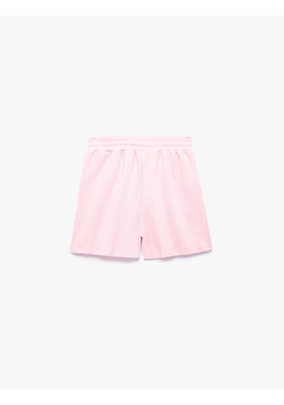 Koton Slim Fit Beli Bağcıklı Cepli Simli Mini Şort Pembe 6sal40139ık Gül