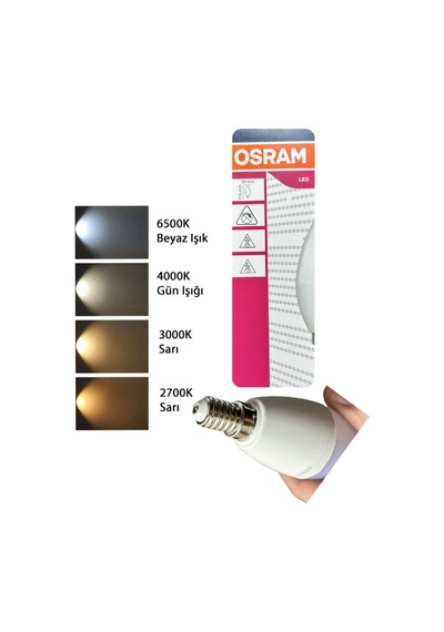 4 Adet Ledvance 7,5w Sarı Işık 2700k E14 Duylu İnce Duy Led Ampul