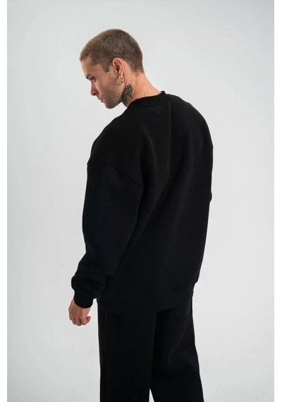Yake Store Uzun Kol Bisiklet Yaka Basic Sweatshirt - Siyah - Siyah
