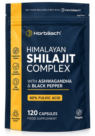 Horbäach Himalayan Shilajit Complex Karabiber İçeren 120 Vegan Kapsül