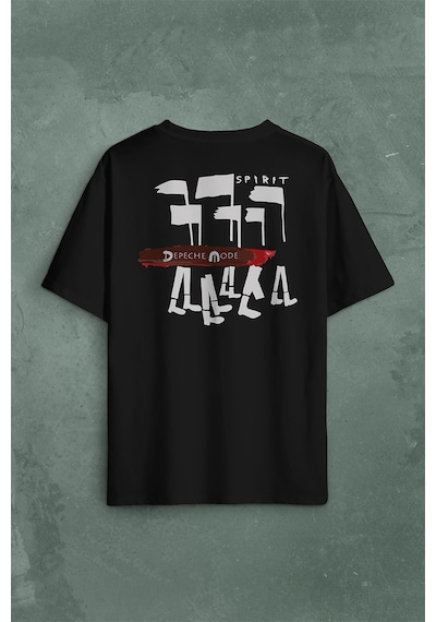 Depeche Mode Spirit New Wave Grey Charcoal Sırt Ön Baskılı Oversize Tişört Unisex T-shirt 001