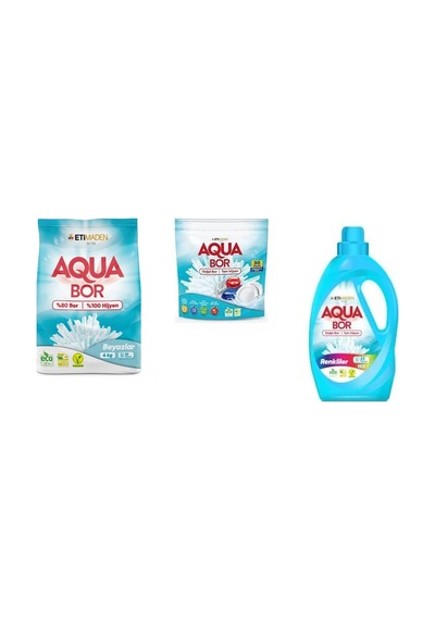 Aquabor Doğal Mineralli 4 Kg Beyaz + Tablet + Sıvı Renkliler 3 Lü Set