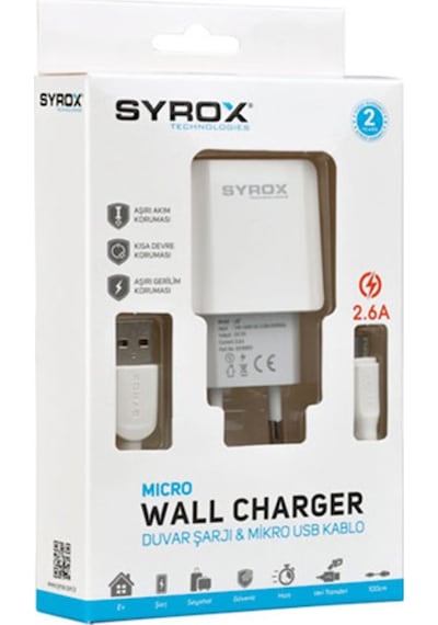(Yeni Tip) Syrox J47 Micro Usb Girişli 2.6 Amper Hızlı Şarj Aleti (418321417) (Yeni Tip) Syrox J47 Micro Usb Girişli 2.6 Amper Hızlı Şarj Aleti (418321417)