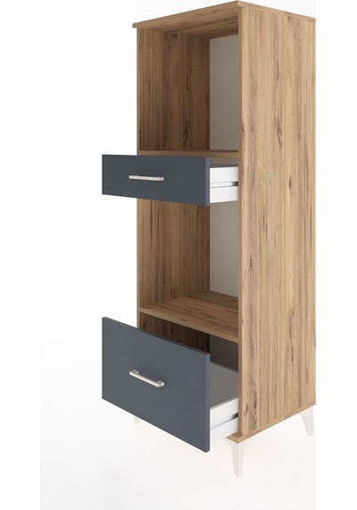 Hyperion Dolap 2 Raflı 2 Çekmeceli 60x44x163 Çam-antrasit Atlas Çam