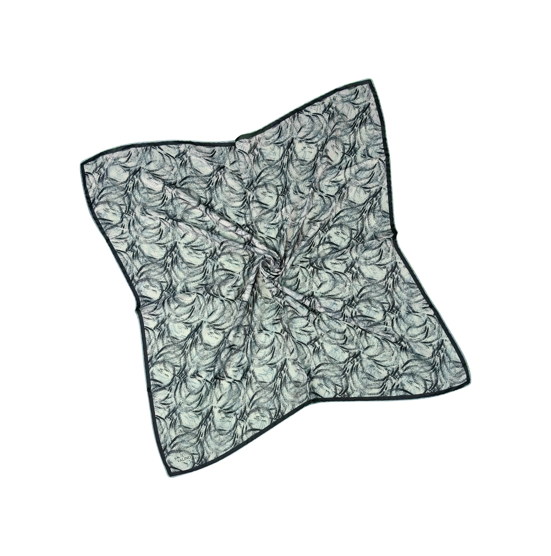 Mim Eşarp Valino Desenli Şifon Eşarp 90x90 Cm Siyah - Beyaz