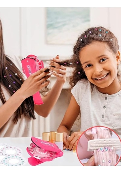 Shopexxtra Saç Taşı Yapıştırma Makinesi Ve 90 Adet Işıltılı Mücevher Seti - Kız Çocuk Saç Ve Moda Aksesuar