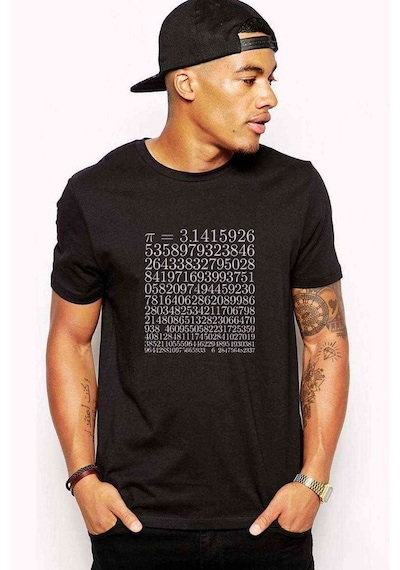 14 Mart Dünya Pi Günü Pi Baskılı Siyah Erkek Tshirt