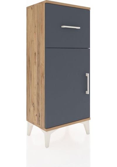Arges Komodin Tek Raflı Tek Çekmeceli Tek Kapaklı 44x30x106 Çam-antrasit Atlas Çam