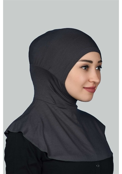 Altobeh Kadın Tesettür Pratik Boyunluklu Hijab - Sporcu Bone Füme