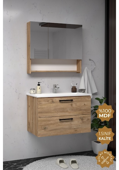 Teta Home Batum 65 Cm Mdf Banyo Dolabı Seti Atlantik Çam Atlantik Çam